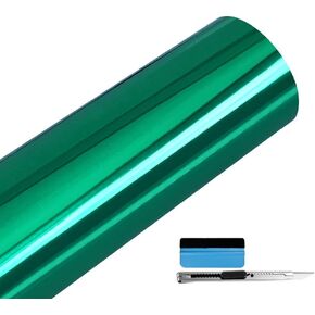 LZLRUN 1FT x 5FT Chrome Mirror Blue Vinyl Wrap Adhesive Car Sticker Decal Film