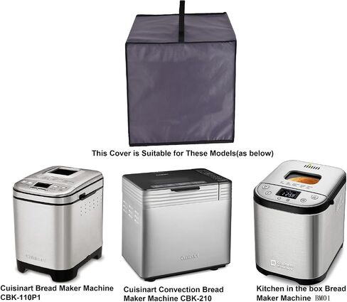 غطاء غبار لآلة صنع الخبز AF-WAN، أغطية مقاومة للماء، متوافقة مع آلة صنع الخبز Cuisinart CBK-110P1/CBK-210/المطبخ في الصندوق آلة صنع الخبز BM01 (رمادي فضي) in Kuwait