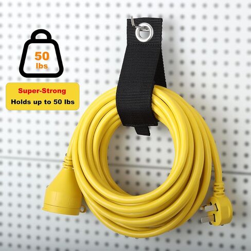 Heavy Duty Hisafa Extension Cord Holder Organizer Storage Strap Cable Ties Loop Hanger for Cable, Hose, Power Cord, and Rope, 6-pk 10",13" and 17", Black in Saudi Arabia