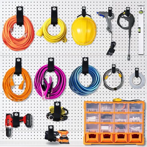 Heavy Duty Hisafa Extension Cord Holder Organizer Storage Strap Cable Ties Loop Hanger for Cable, Hose, Power Cord, and Rope, 6-pk 10",13" and 17", Black in Saudi Arabia