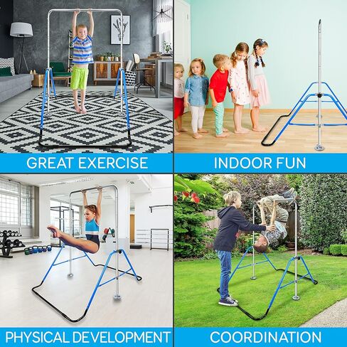 شريط الجمباز للأطفال من سيرين لايف هوم، ارتفاع قابل للتعديل، قابل للطي، قابل للتوسيع، معدات تدريب الجمباز الأفقية للمنزل، مجموعة صالة الألعاب الرياضية للأطفال الصغار في الأماكن المغلقة، مجموعة القرد بار المرح in Kuwait