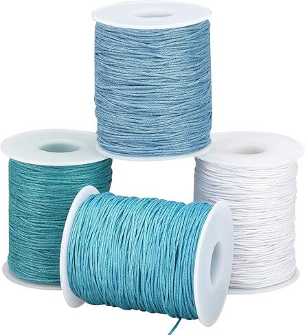 PH PandaHall 400 Yard Waxed Cotton Cord 1mm Jewelry Beading String Pink Color Thread 4 Roll Round Craft Thread for Braided Macrame Bracelet Neckalce Jewelry Making Sewing Craft MakingDecor in Saudi Arabia