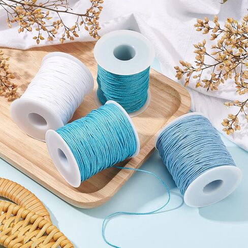 PH PandaHall 400 Yard Waxed Cotton Cord 1mm Jewelry Beading String Pink Color Thread 4 Roll Round Craft Thread for Braided Macrame Bracelet Neckalce Jewelry Making Sewing Craft MakingDecor in Saudi Arabia