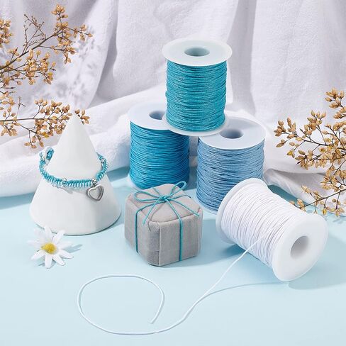 PH PandaHall 400 Yard Waxed Cotton Cord 1mm Jewelry Beading String Pink Color Thread 4 Roll Round Craft Thread for Braided Macrame Bracelet Neckalce Jewelry Making Sewing Craft MakingDecor in Saudi Arabia