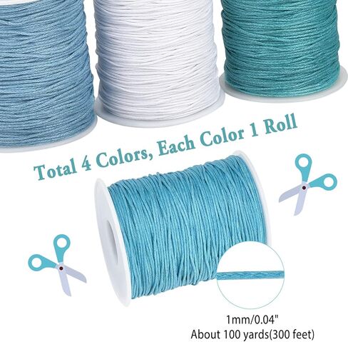 PH PandaHall 400 Yard Waxed Cotton Cord 1mm Jewelry Beading String Pink Color Thread 4 Roll Round Craft Thread for Braided Macrame Bracelet Neckalce Jewelry Making Sewing Craft MakingDecor in Saudi Arabia
