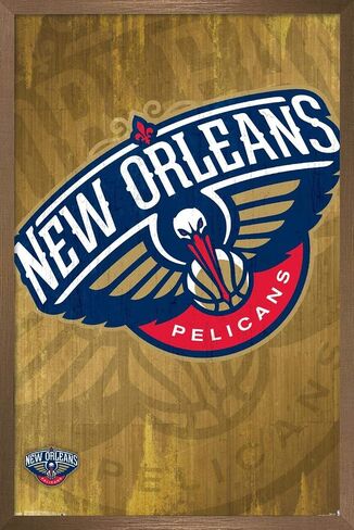 Trends International NBA New Orleans Pelicans - Logo 13 Wall Poster, 14.725" x 22.375", Bronze Framed Version in Saudi Arabia