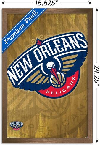 Trends International NBA New Orleans Pelicans - Logo 13 Wall Poster, 14.725" x 22.375", Bronze Framed Version in Saudi Arabia