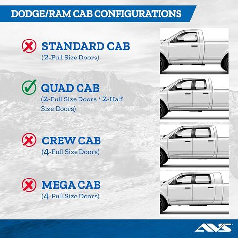 Auto Ventshade [AVS] In-Channel Ventvisor / Rain Guards | Fits 2002 - 2008 Dodge RAM 1500, 2003 - 2009 Dodge RAM 2500/3500 Quad Cab- Smoke, 4 pcs.| 194623 in Saudi Arabia