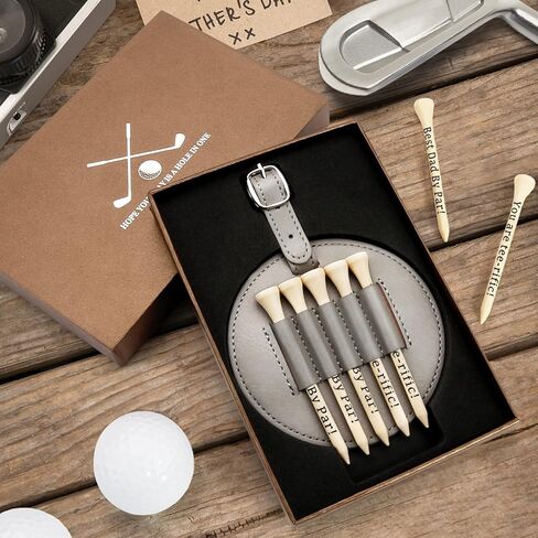 هدايا عيد الأب - بطاقة حقيبة جولف للأب مع مجموعة 5 تي شيرت، أفضل أب حسب الاسم، مجموعة تي شيرتات جولف مقاس 3-1/4 بوصة للآباء، هدية عيد ميلاد مضحكة من ابنة الابن للأطفال، أفكار لحشوة عيد الميلاد للرجال in Kuwait