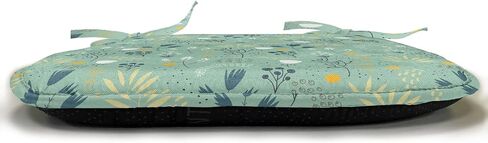 Ambesonne Floral Chair Seating Cushion Set of 2, Flourishing Spring and Summer Season Leaves Tulips Petals Illustration, Anti-Slip Seat Padding for Kitchen & Patio, 16"x16", Turquoise Teal Marigold in Saudi Arabia