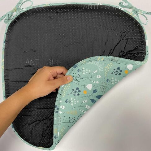 Ambesonne Floral Chair Seating Cushion Set of 2, Flourishing Spring and Summer Season Leaves Tulips Petals Illustration, Anti-Slip Seat Padding for Kitchen & Patio, 16"x16", Turquoise Teal Marigold in Saudi Arabia