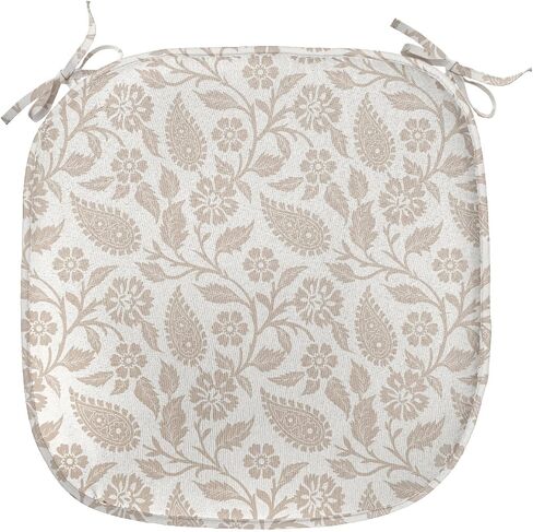Ambesonne Floral Chair Seating Cushion Set of 2, Flourishing Spring and Summer Season Leaves Tulips Petals Illustration, Anti-Slip Seat Padding for Kitchen & Patio, 16"x16", Turquoise Teal Marigold in Saudi Arabia