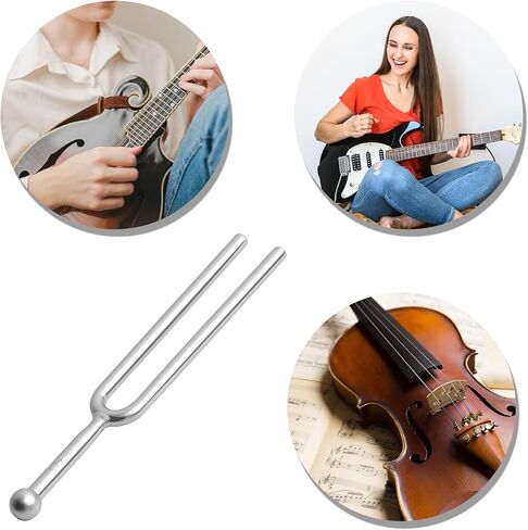 uxcell Metal Tuning Fork - 523 Hz Guitar Tuning Fork for Stress Relaxation, C Tone Musical Instruments Fork for Violin Piano Tuner Sound Device, Silver in Saudi Arabia