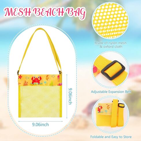 Frienda 15 Pack Mesh Beach Tote Bag, Seashell Bags, Bag Toys Organizer for Holding Beach Toys Children' Toys Market Picnic(Classic Style) in Kuwait
