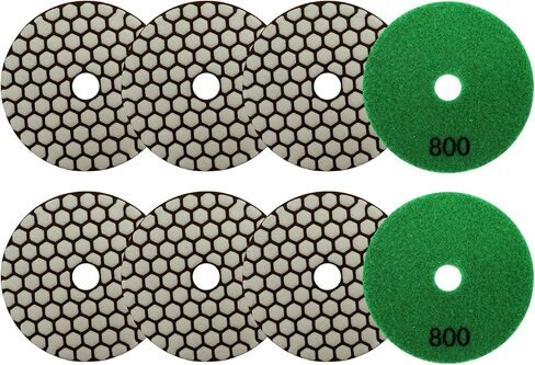VENJELD Diamond Dry Polishing Pads 4''(100mm) 7pcs Polishing Kit Grit 50/100/200/400/800/1500/3000 and 5/8"-11 Thread Plastic Backer and Adapter for Granite Marble Artificial Stone for Angle Grinder in Saudi Arabia