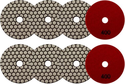 VENJELD Diamond Dry Polishing Pads 4''(100mm) 7pcs Polishing Kit Grit 50/100/200/400/800/1500/3000 and 5/8"-11 Thread Plastic Backer and Adapter for Granite Marble Artificial Stone for Angle Grinder in Saudi Arabia