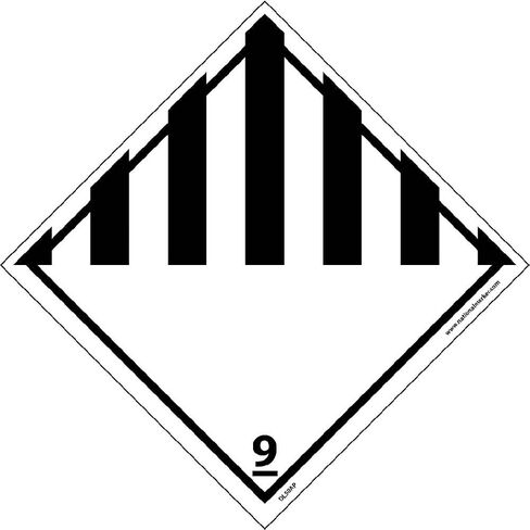 NMC DL50AP 9 Placard Label - [Pack of 25] 4 in. Square Vinyl DOT Shipping Label with Black Text on White Base in Saudi Arabia