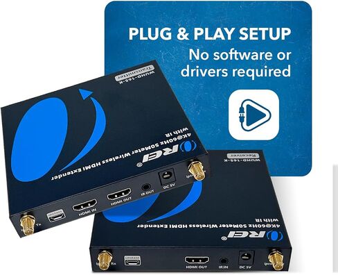 جهاز إرسال واستقبال موسع HDMI لاسلكي من OREI UtraHD 5.1-5.2 جيجا هرتز حتى 4K @ 60 هرتز - حتى 165 قدم - مثالي للبث من الكمبيوتر المحمول والكمبيوتر الشخصي والكابل وNetflix وYouTube وPS4 إلى HDTV/جهاز العرض in Saudi Arabia