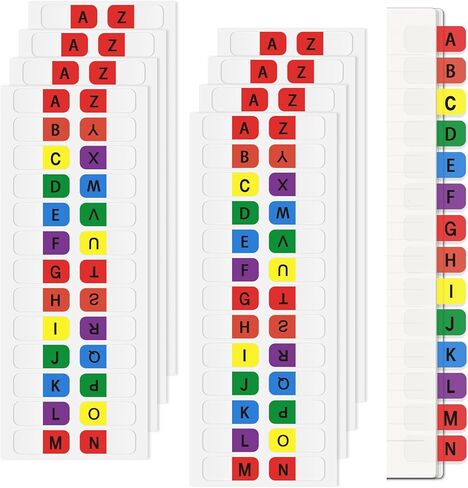 Aixoom A-Z Sticky Tabs Multicolor Alphabet Index Tabs Self-Adhesive Page Tabs Transparent Permanent Alphabetical Tabs Small Book Tabs for Notebooks Dictionary Files (208) in Saudi Arabia