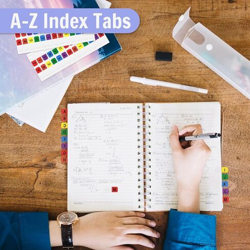 Aixoom A-Z Sticky Tabs Multicolor Alphabet Index Tabs Self-Adhesive Page Tabs Transparent Permanent Alphabetical Tabs Small Book Tabs for Notebooks Dictionary Files (208) in Saudi Arabia
