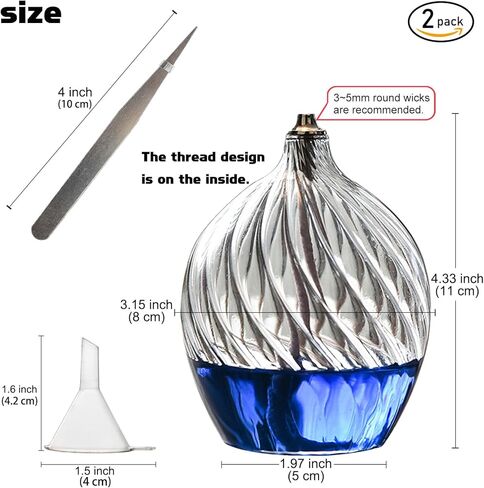 Refillable Liquid Petite Glass Oil lamp, Sturdy Borosillicate Glass Oil Candle, Unique Internal Thread Appearance for Fine Dining & Restaurants or Home in Kuwait