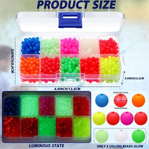 1000 Pieces Fishing Beads Assorted Beads Plastic Beads and 250 Pieces Rolling Barrel Fishing Swivels Rolling Bearing Connector with Plastic Box Tackle Accessories for Fishing in Saudi Arabia