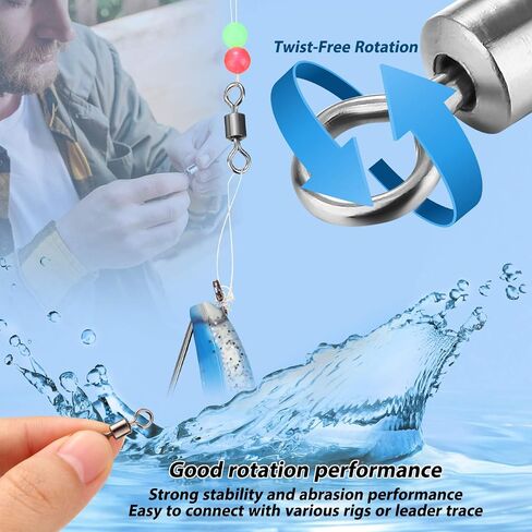 1000 Pieces Fishing Beads Assorted Beads Plastic Beads and 250 Pieces Rolling Barrel Fishing Swivels Rolling Bearing Connector with Plastic Box Tackle Accessories for Fishing in Saudi Arabia