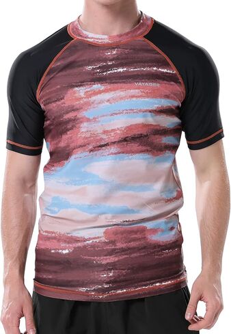 VAYAGER قمصان السباحة الرجالية Rash Guard UPF 50+ تي شيرت سريع الجفاف فضفاض مناسب لركوب الأمواج على الماء تي شيرت in Kuwait