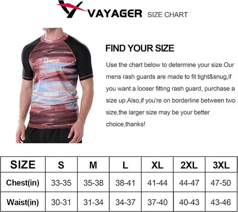 VAYAGER قمصان السباحة الرجالية Rash Guard UPF 50+ تي شيرت سريع الجفاف فضفاض مناسب لركوب الأمواج على الماء تي شيرت in Kuwait