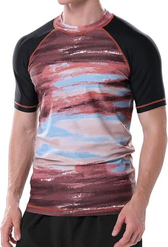 VAYAGER قمصان السباحة الرجالية Rash Guard UPF 50+ تي شيرت سريع الجفاف فضفاض مناسب لركوب الأمواج على الماء تي شيرت in Kuwait