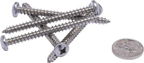 #12 X 2-1/2" Stainless Pan Head Phillips Wood Screw, (25pc), 18-8 (304) Stainless Steel Screws by Bolt Dropper, ssd Screws in Saudi Arabia