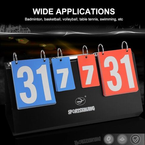 VGEBY 4 Digit Sports Scoreboard, Portable 4 Digit Sports Flip Numbers Score Keeper for Tennis Football Volleyball Basketball in Saudi Arabia