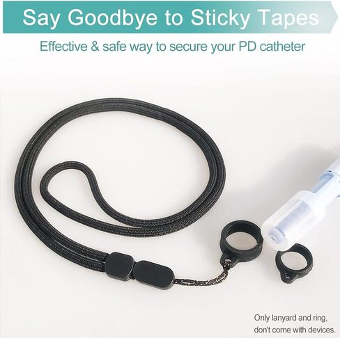 EaseToU Adjustable Transfer Set Holder Lanyard Valuable Peritoneal Dialysis PD Catheter Tube Line Accessories for Patient Shower Sleep Women Men, 2 Lanyards + 4 Rings in Kuwait