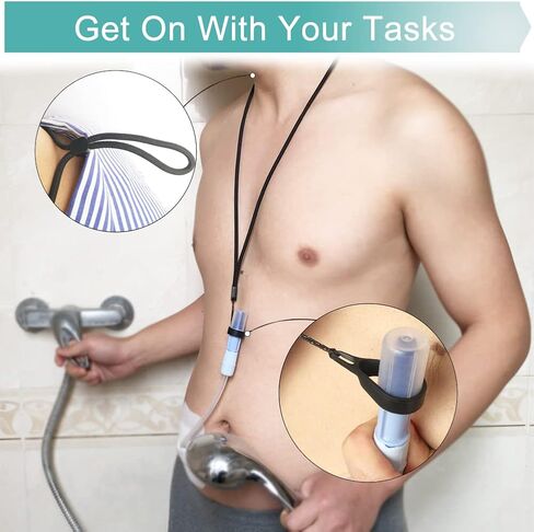 EaseToU Adjustable Transfer Set Holder Lanyard Valuable Peritoneal Dialysis PD Catheter Tube Line Accessories for Patient Shower Sleep Women Men, 2 Lanyards + 4 Rings in Kuwait