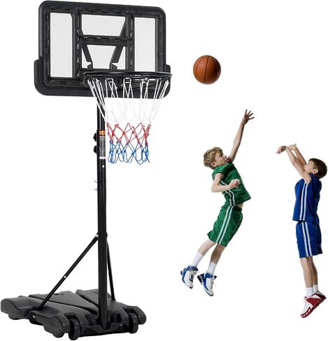 Kids Basketball Hoop,Outdoor Portable Adjustable Basketball Goal System w/ 2 Wheels, 5-7 FT Swimming Pool Basketball Hoop Outdoor 28in Backboard with Enlarged Base for Kids/Adults Indoor Outdoor 3+ in Saudi Arabia