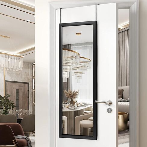 NeuType Over The Door Mirror Full Length Mirror Hanging Over Door or Leaning Against Wall or Mounted On Wall, Door Mirror Full Length Mirror Over The Door, 47"x18", Black, No Stand in Saudi Arabia