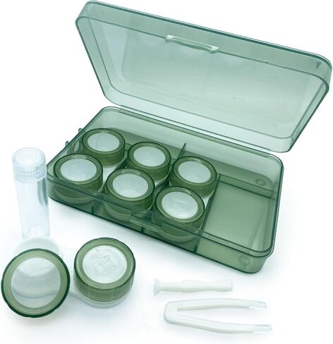 LCFALO 4 Pack Contact Lens Case，Portable Outdoor Soak Storage Kit Colored Contact Lenses Box for Travel&Home (BLACK) in Saudi Arabia