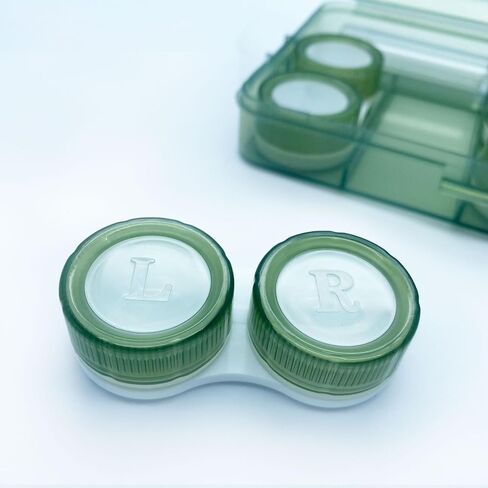 LCFALO 4 Pack Contact Lens Case，Portable Outdoor Soak Storage Kit Colored Contact Lenses Box for Travel&Home (BLACK) in Saudi Arabia