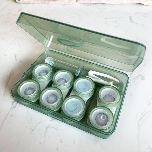 LCFALO 4 Pack Contact Lens Case，Portable Outdoor Soak Storage Kit Colored Contact Lenses Box for Travel&Home (BLACK) in Saudi Arabia