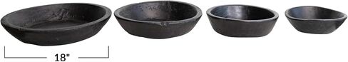 Creative Co-Op Reclaimed Wood Nesting, Set of 4 Sizes, Black Decorative Bowl in Saudi Arabia