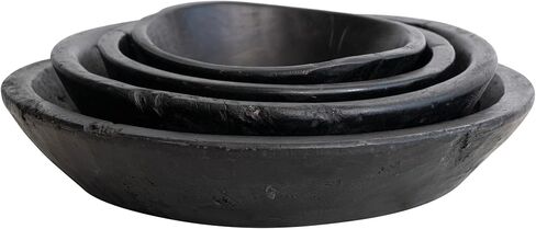 Creative Co-Op Reclaimed Wood Nesting, Set of 4 Sizes, Black Decorative Bowl in Saudi Arabia