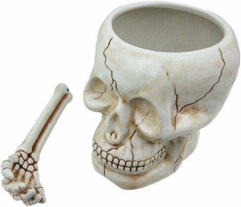 Pacific Giftware ArtMuseKitsMikash Cool Ceramic Skull Bowl W/Bone Spoon in Saudi Arabia