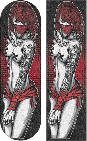 HUSSRITY Sexy Tattoo Women Longboard Grip Tape 44" x 10" Bubble Free Skateboard Grip Tape Sheet Scooter Grip Tape Easy Apply Grip Tape for Skateboards in Saudi Arabia