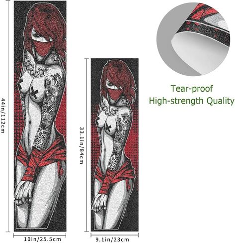 HUSSRITY Sexy Tattoo Women Longboard Grip Tape 44" x 10" Bubble Free Skateboard Grip Tape Sheet Scooter Grip Tape Easy Apply Grip Tape for Skateboards in Saudi Arabia