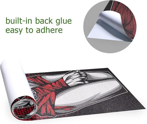 HUSSRITY Sexy Tattoo Women Longboard Grip Tape 44" x 10" Bubble Free Skateboard Grip Tape Sheet Scooter Grip Tape Easy Apply Grip Tape for Skateboards in Saudi Arabia