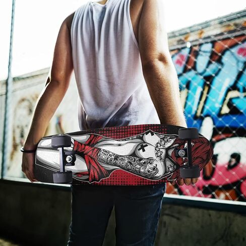 HUSSRITY Sexy Tattoo Women Longboard Grip Tape 44" x 10" Bubble Free Skateboard Grip Tape Sheet Scooter Grip Tape Easy Apply Grip Tape for Skateboards in Saudi Arabia