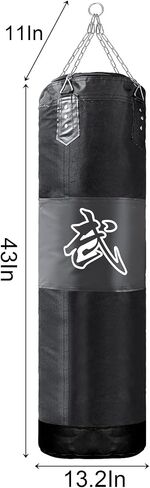 WUWEOT Hanging Punching Bag Set for Adults Youths Kids, 43Inches Unfilled Kick Boxing Heavy Bag with Gloves, Wraps, Chain, Ceiling Hook for MMA, Kickboxing, Muay Thai, Karate, Taekwondo in Saudi Arabia