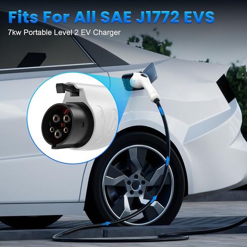 شاحن EV المستوى 2 يصل إلى 32 أمبير تيار، شاحن سيارة كهربائي محمول بطول 16 قدم مع تيار قابل للتعديل (4 مستويات تيار)، شاشة LCD ذكية، قابس NEMA 14-50، شاحن EV مناسب للسيارات الكهربائية J1772 in Kuwait