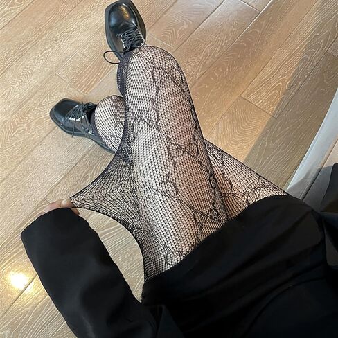 MAYSTEPPE Sexy Fishnet Stockings Fashion Letter Tights for Women 2 Pack Women's Sheer Tights High Waist Pantyhose Stockings in Saudi Arabia