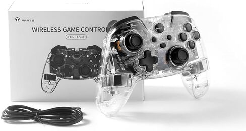 وحدة تحكم ألعاب لاسلكية شفافة متعددة الأجهزة من TPARTS لطراز Tesla 3/Y/S/X، متوافقة مع Switch/STEAM Deck/PC/Tesla، وضع LED بـ 7 ألوان (مجموعة من 2) in Kuwait